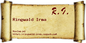 Ringwald Irma névjegykártya